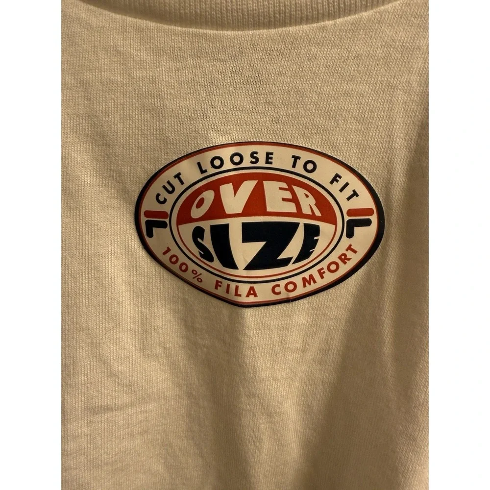 Vintage FILA Spell Out Embroidered Classic Graphic Tshirt Size XL White NWT - Picture 3 of 7